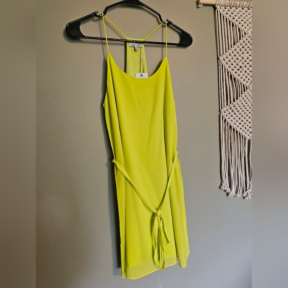 NWT Naked Zebra Vibrant Yellow Green Strappy Mini Dress